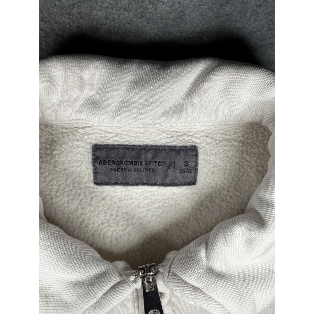 Abercrombie & Fitch Premium Polished White S Collard sweatshirt Preppy Coastal - Picture 2 of 10